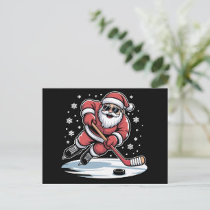 楽しいクリスマス サンタ アイスホッケー Xmas シーズンポストカード