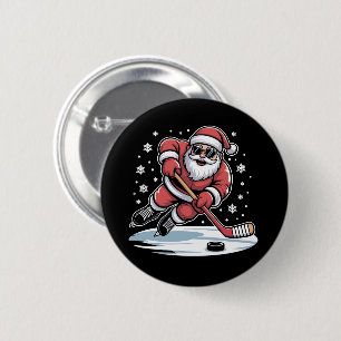 楽しいクリスマス サンタ アイスホッケー Xmas 缶バッジ