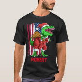 楽しいクリスマス サンタTレックス ティラノサウルス クリスマス Tシャツ (正面)