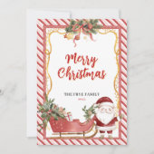 楽しいクリスマス フラット ホリデー カード サンタ スレッド 楽しい (正面)