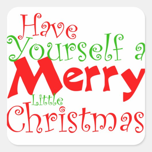 楽しいクリスマス・ホリデー・シールを身に付ける スクエアシール (正面)