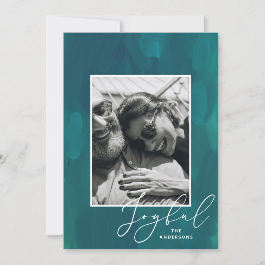 楽しいクリスマス。モダン抽象芸術緑油ブラシ シーズンカード (正面)