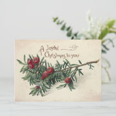 楽しいクリスマス ヴィンテージ エバーグリーン 赤い実 シーズンカード (スタンド正面)
