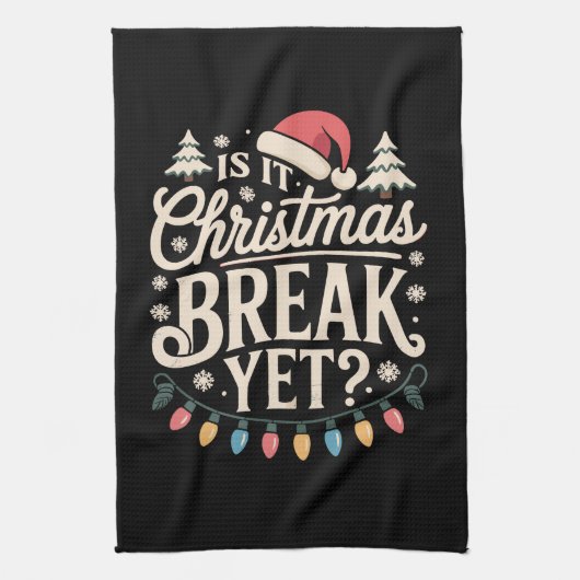 楽しいクリスマス 冬休みはまだ?先生用 キッチンタオル (縦)