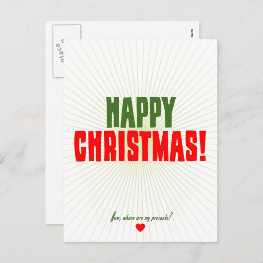 楽しいクリスマス-私のプレゼントがあるところ今 シーズンポストカード (正面/裏面)