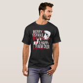 楽しいクリスマス 釣り 狩猟 魚 鹿 ファストフード Tシャツ (正面フル)