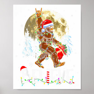 楽しいクリスマス Xmas ビッグフット サスカッチ 信じる ポスター
