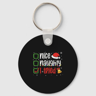 楽しいクリスマスTシャツ いい子も悪い子もお試しホリデー キーホルダー