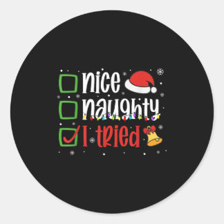 楽しいクリスマスTシャツ いい子も悪い子もお試しホリデー ラウンドシール