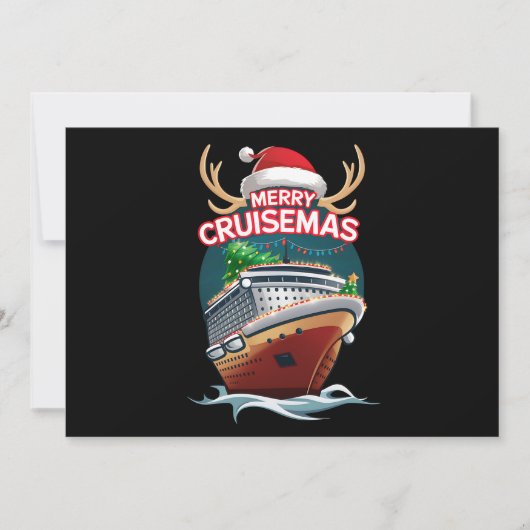 楽しいクルーズメサのクルーズ船家族のクリスマス シーズンカード (正面)