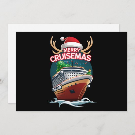 楽しいクルーズメサのクルーズ船家族のクリスマス シーズンカード (正面/裏面)