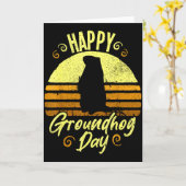 楽しいグラウンドホッグデー 面白いグラウンドホッグ カード (黄色い花)