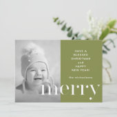 楽しいグリーンの写真クリスマスカード ホリデーグリーティング シーズンカード (スタンド正面)