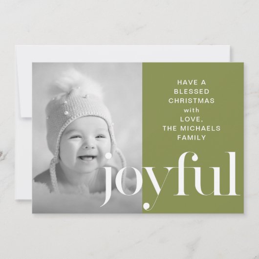 楽しいグリーンフォトクリスマスカード休日の挨拶 シーズンカード (正面)