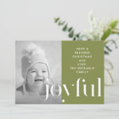 楽しいグリーンフォトクリスマスカード休日の挨拶 シーズンカード (スタンド正面)