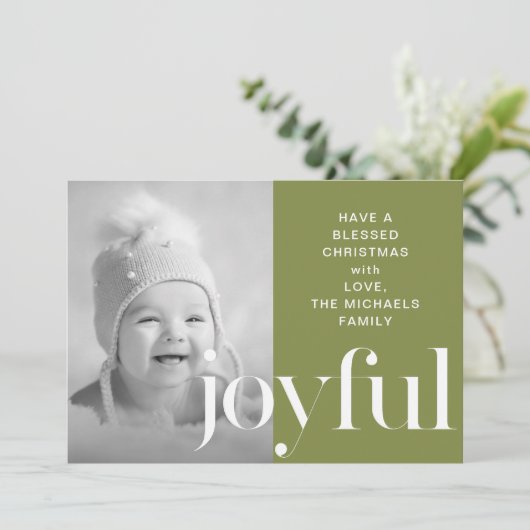 楽しいグリーンフォトクリスマスカード休日の挨拶 シーズンカード (スタンド正面)