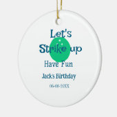 楽しいグリーンボールの誕生日 名前  セラミックオーナメント (左)