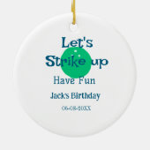 楽しいグリーンボールの誕生日 名前  セラミックオーナメント (裏面)