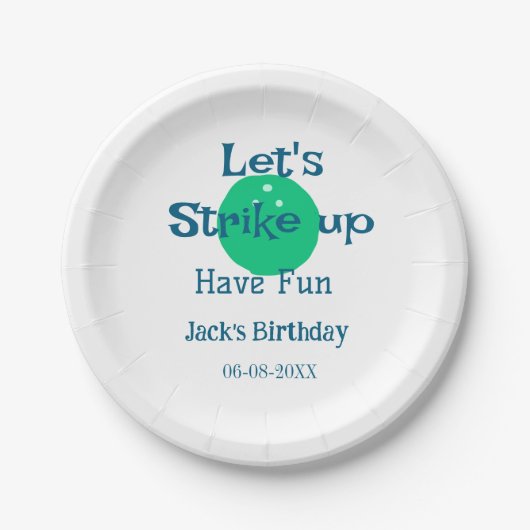 楽しいグリーンボールの誕生日 名前  ペーパープレート (正面)