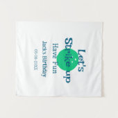 楽しいグリーンボール誕生日名前で遊ぼう タペストリー (正面(横))