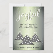 楽しいグリーンメタリッククリスマスツリーファミリー シーズンカード (正面)