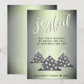 楽しいグリーンメタリッククリスマスツリー ファミリー シーズンカード (正面/裏面)