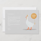 楽しいグレーとイエローのシリーゴースの1歳の誕生日パーティー サンキューカード (正面)