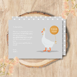 楽しいグレーとイエローのシリーズ 1歳の誕生日パーティー サンキューカード