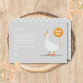 楽しいグレーの黄色のシリ―なガチョウの1歳の誕生日パーティー サンキューカード