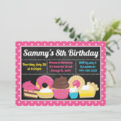 楽しいケーキとお菓子の誕生日パーティー 招待状 (スタンド正面)