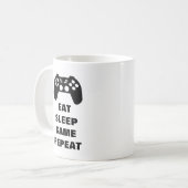 楽しいゲーミング コーヒー マグ | 食べる 睡る ゲームを繰り返す (正面左)
