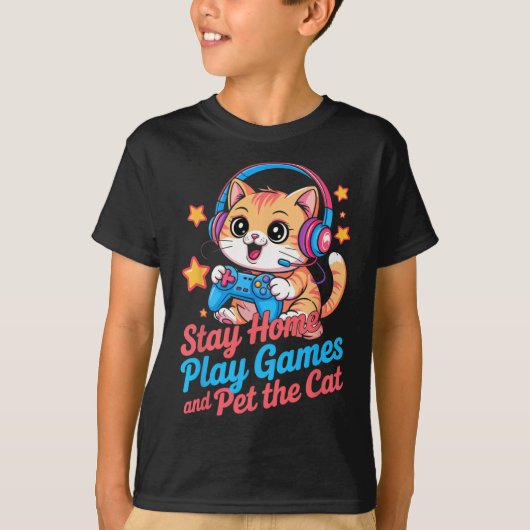 楽しいゲームをする猫が家にいる2 Tシャツ (正面)