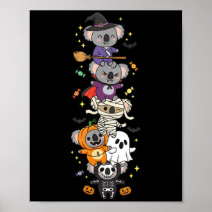 楽しいコアラ 魔法使い ヴァンパイア おばけ ハロウィン キッズ メンズ ポスター