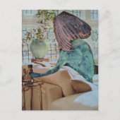 楽しいコラージュ作品「彼女の頭上の花瓶」 ポストカード (正面)