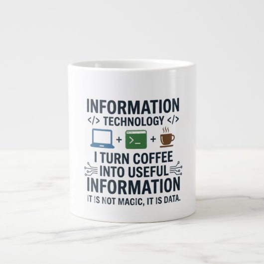楽しいコンピュータサイエンスTシャツ - Eat Sleep Code Re ジャンボコーヒーマグカップ (正面)