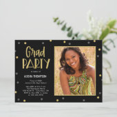 楽しいコンフェッティ写真卒業パーティー招待状 招待状 (スタンド正面)