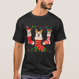 楽しいコーギー靴下クリスマスライトソックス Xmas Tシャツ