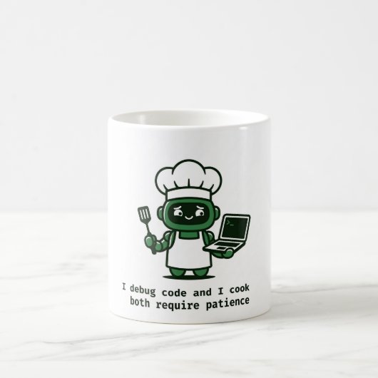 楽しいコーダー マグ — コードのデバッグと料理 (中央)