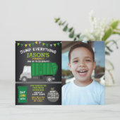 楽しいゴミ収集車の誕生日写真ダンプ 招待状 (スタンド正面)
