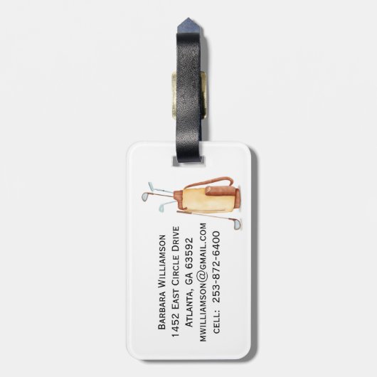 楽しいゴルフカートのデザイン ラゲッジタグ (裏面縦)