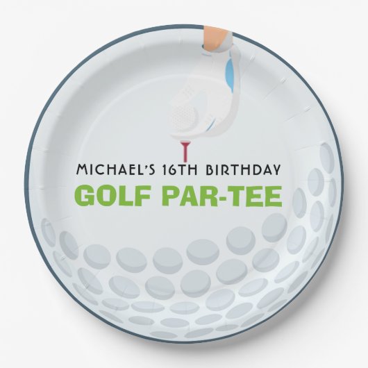 楽しいゴルフテーマの誕生日パーティー ペーパープレート (正面)
