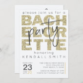 楽しいゴージャスなゴールドスパークル独身最後の夜 招待状 (正面/裏面)