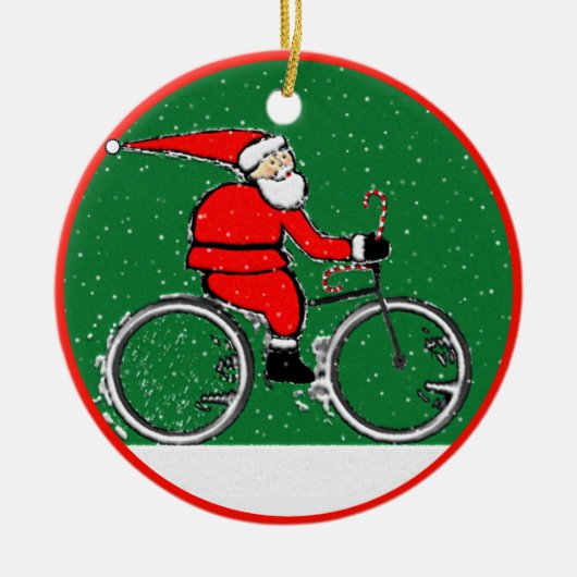 楽しいサイクリングクリスマス セラミックオーナメント (正面)