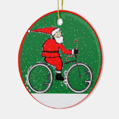 楽しいサイクリングクリスマス セラミックオーナメント (左)