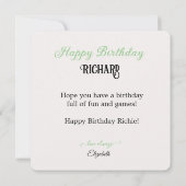 楽しいサッカーをテーマにした子供の誕生日ケーキ カード (裏面)