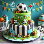 楽しいサッカーをテーマにした子供の誕生日ケーキ カード