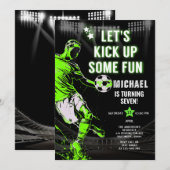 楽しいサッカーキッズ誕生日パーティーをしよう 招待状 (正面/裏面)