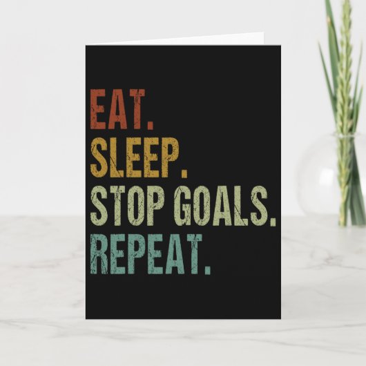 楽しいサッカー キーパー Eat Sleep 止める ゴール Repeat カード (正面)