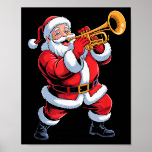楽しいサンタがトランペットを演奏するホリデークリスマス Xmas ポスター