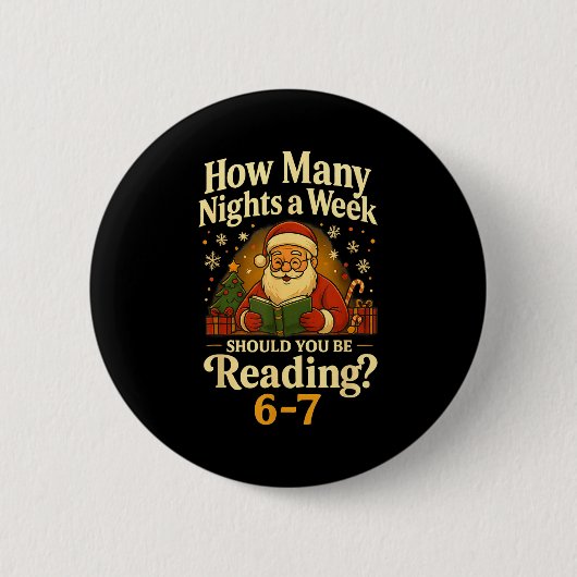 楽しいサンタが67を読むメメTシャツ クリスマス先生 缶バッジ (正面)